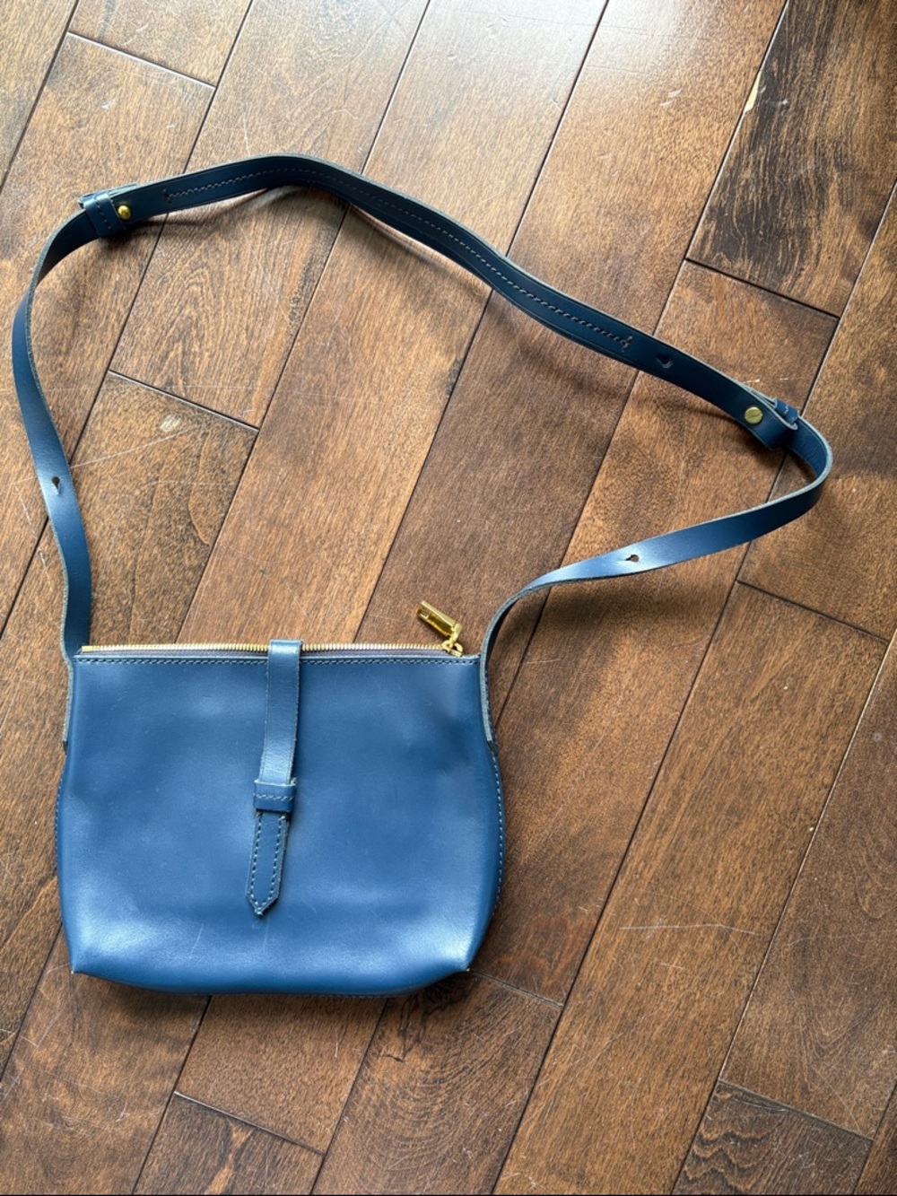 Vintage J Crew Navy Leather Crossbody Shoulder Bag